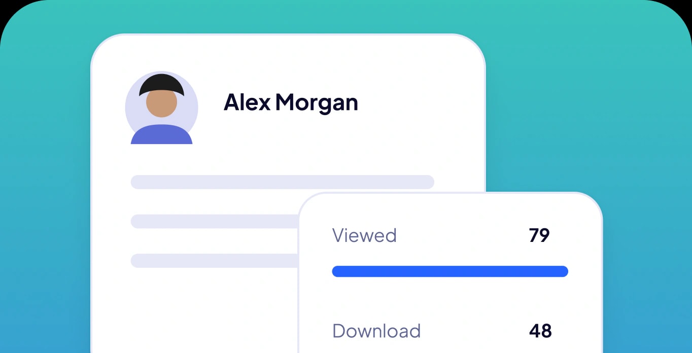 A CV card with view and download counts